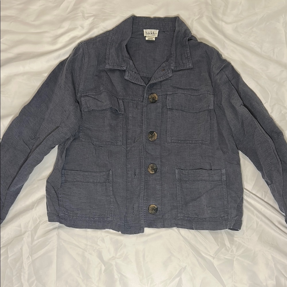 Nicole Miller Gray Lightweight Shirt Jacket